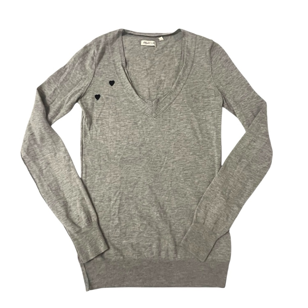 Martin + Osa Cashmere Silk V-Neck Gray Sweater Size Small Minimalist Soft Girl